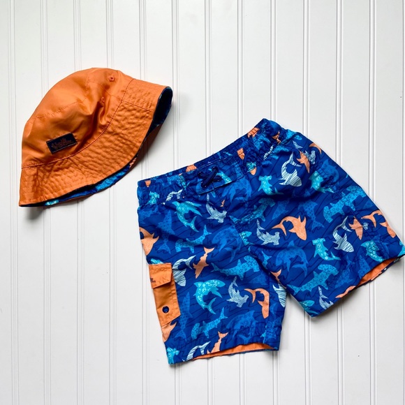 UV Skinz Other - •UV Skinz• shark swim trunk/sun hat set